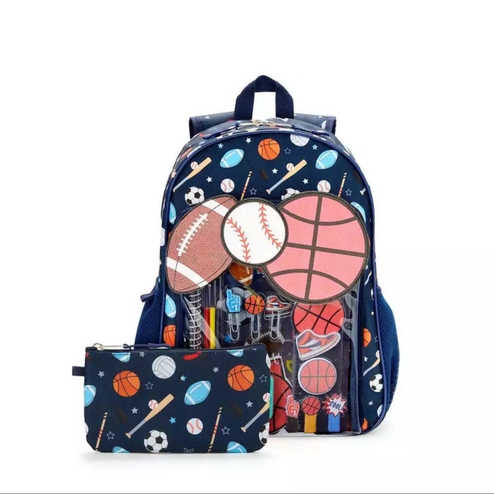 Locker Club 17" Backpack with Stationery Pencil Pouch 12 Pieces Included